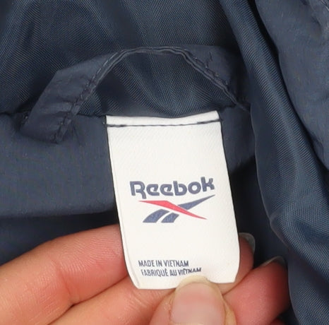 Reebok Women Blue Hooded Anorak Jacket S Retro Sportswear