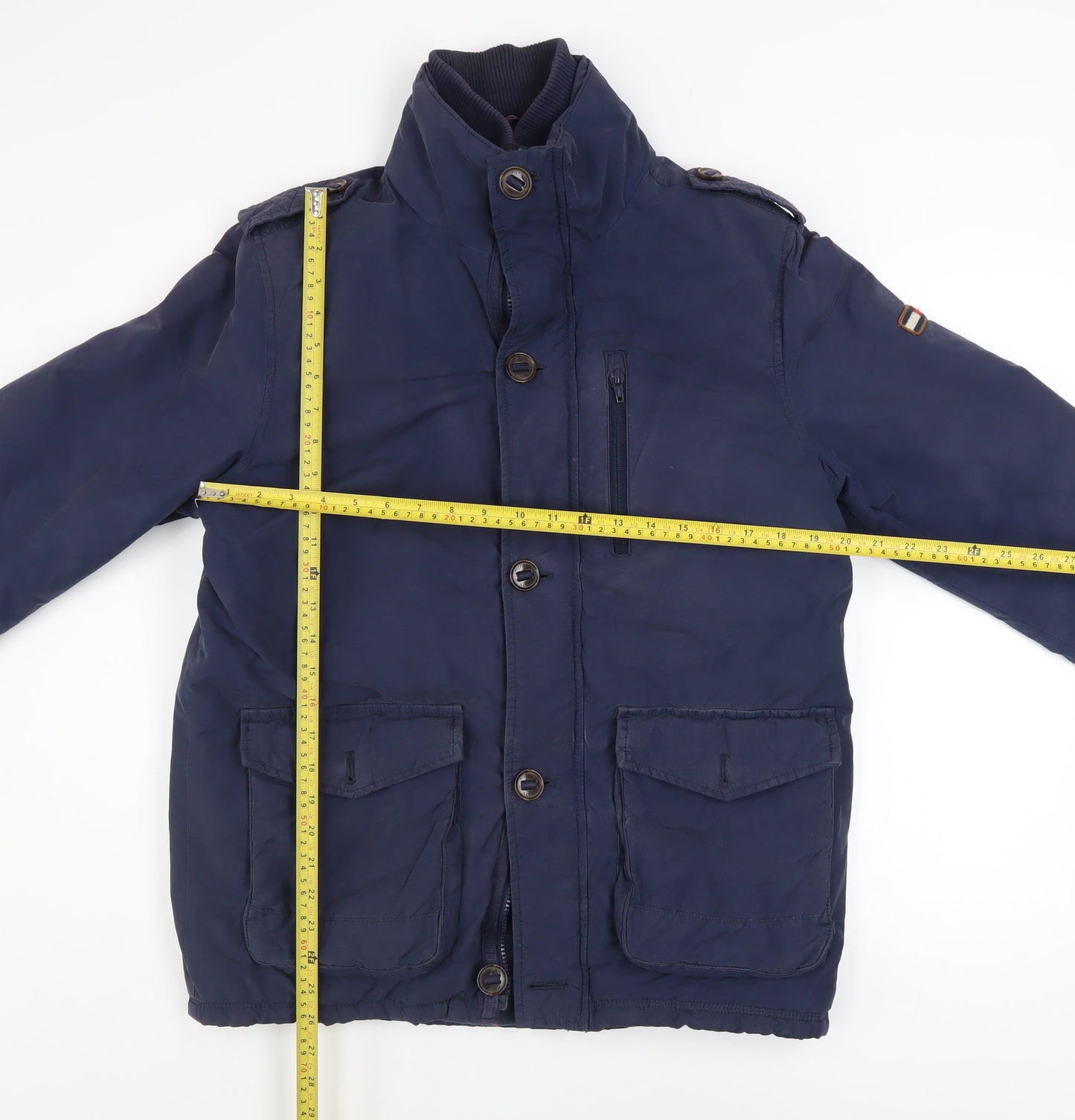 Tommy Hilfiger Men's Blue Military Jacket Size M Cotton Blend