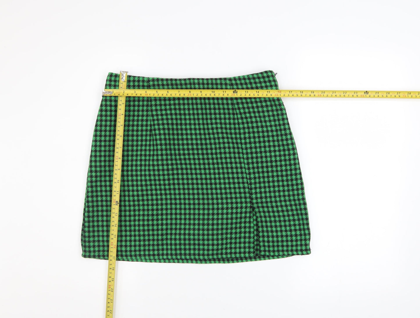 ONLY Women Green Check Knee Length Pencil Skirt Size 12