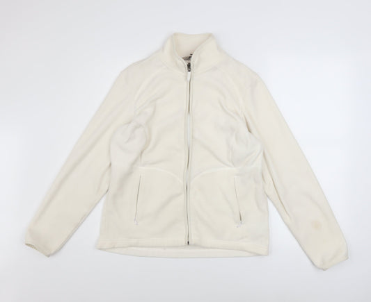 Marks and Spencer Women Ivory Fleece Full Zip Jacket Size 14