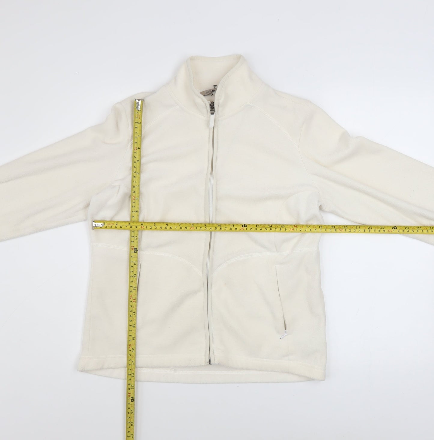 Marks and Spencer Women Ivory Fleece Full Zip Jacket Size 14