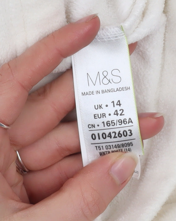 Marks and Spencer Women Ivory Fleece Full Zip Jacket Size 14