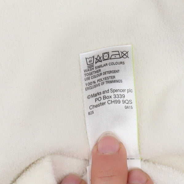 Marks and Spencer Women Ivory Fleece Full Zip Jacket Size 14