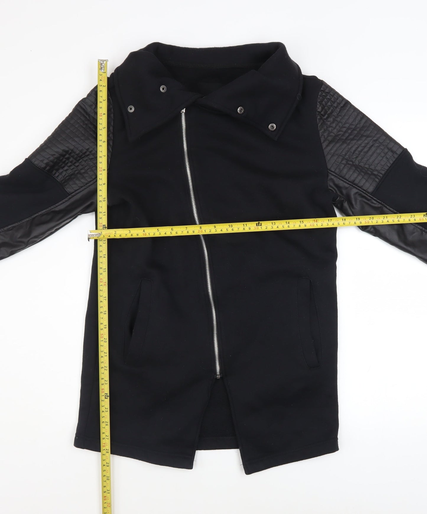 Terance Kole Women's Black Biker Jacket M Cotton Blend Quilted Sleeves