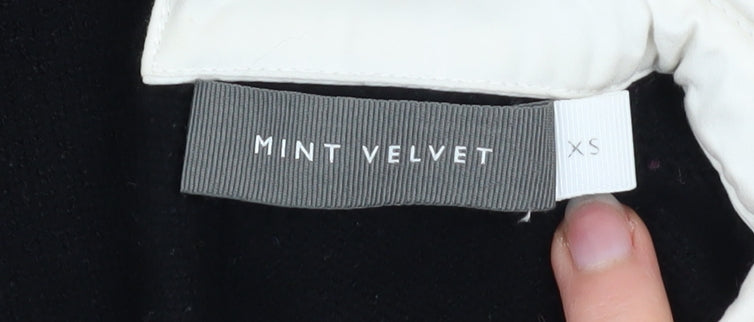 Mint Velvet Women Black XS Collared Shift Dress with Bow Sleeves