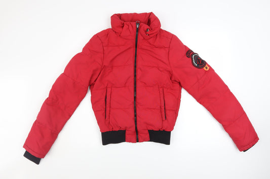 Superdry Women's Red Everest Puffer Jacket Size 6 Winter Coat
