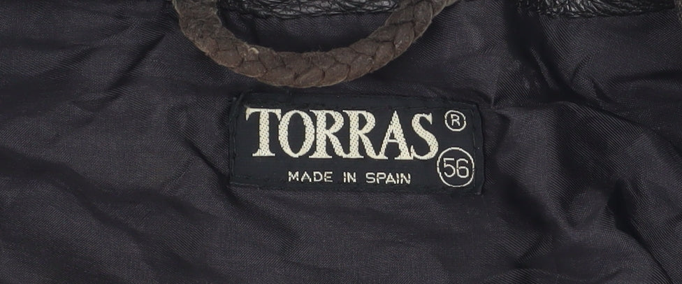 Torras Men's Black Wool & Leather Bomber Jacket Size 56 44in