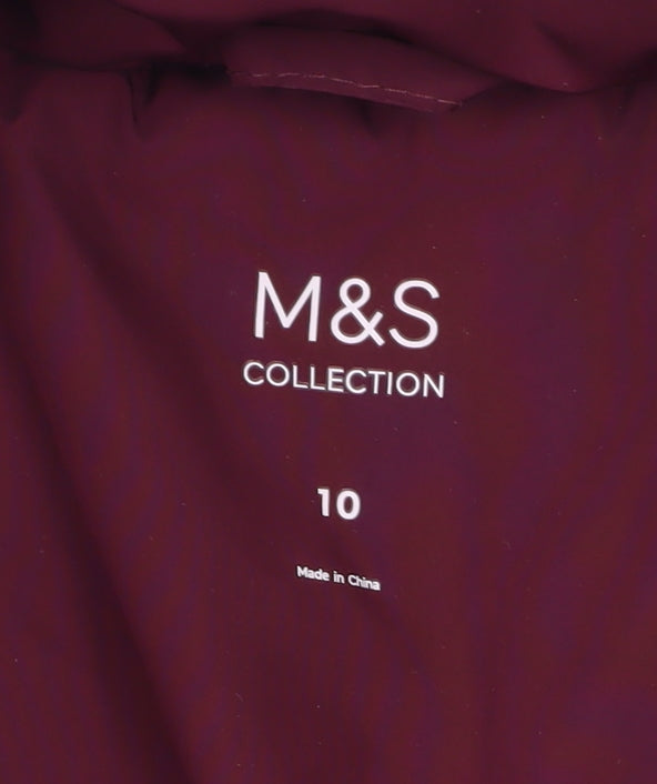 Marks and Spencer Womens Red Quilted Long Puffer Coat Size 10