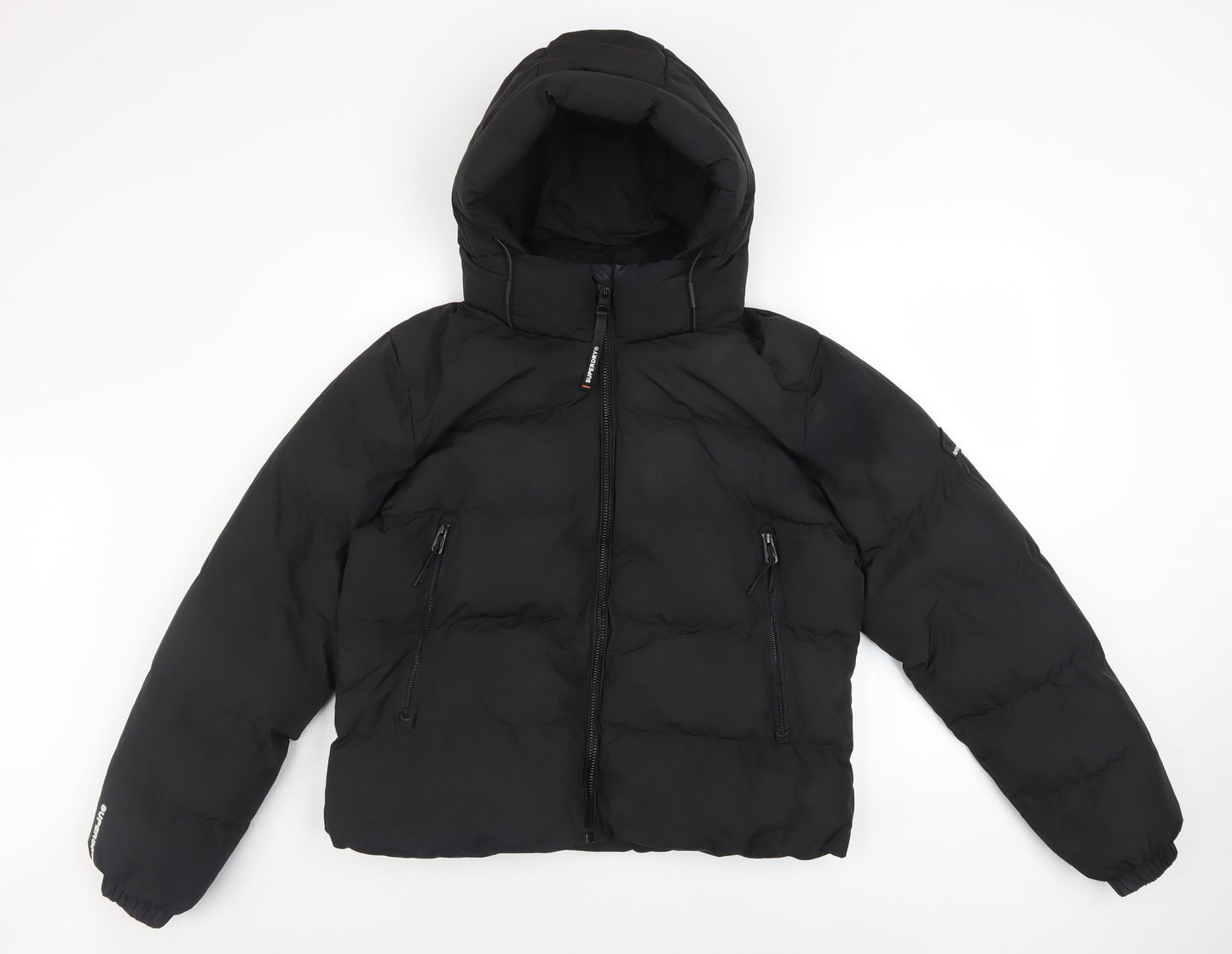 Superdry Womens Black Size 12 Hooded Puffer Jacket