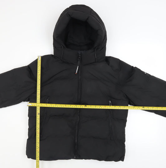 Superdry Womens Black Size 12 Hooded Puffer Jacket