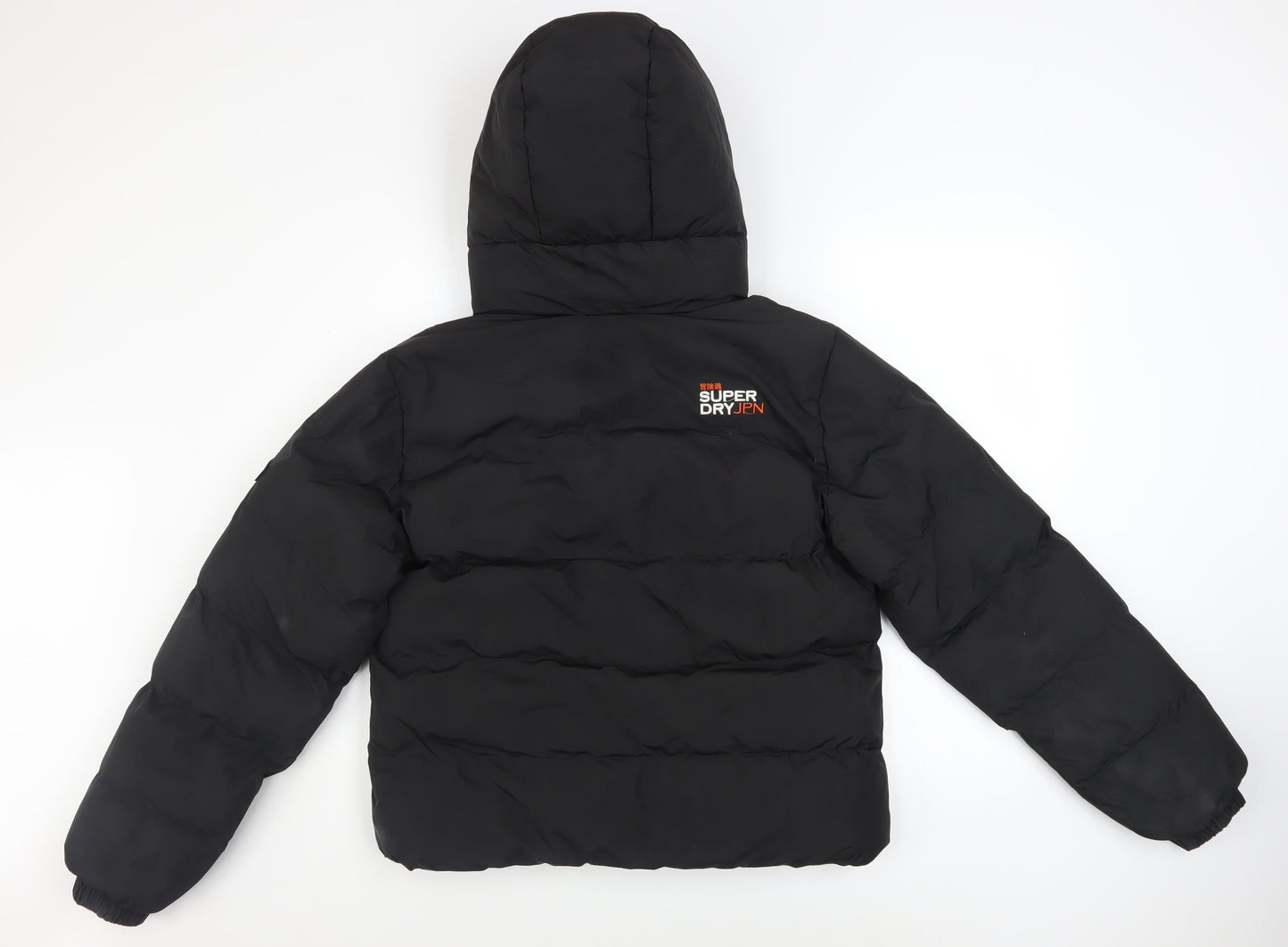 Superdry Womens Black Size 12 Hooded Puffer Jacket
