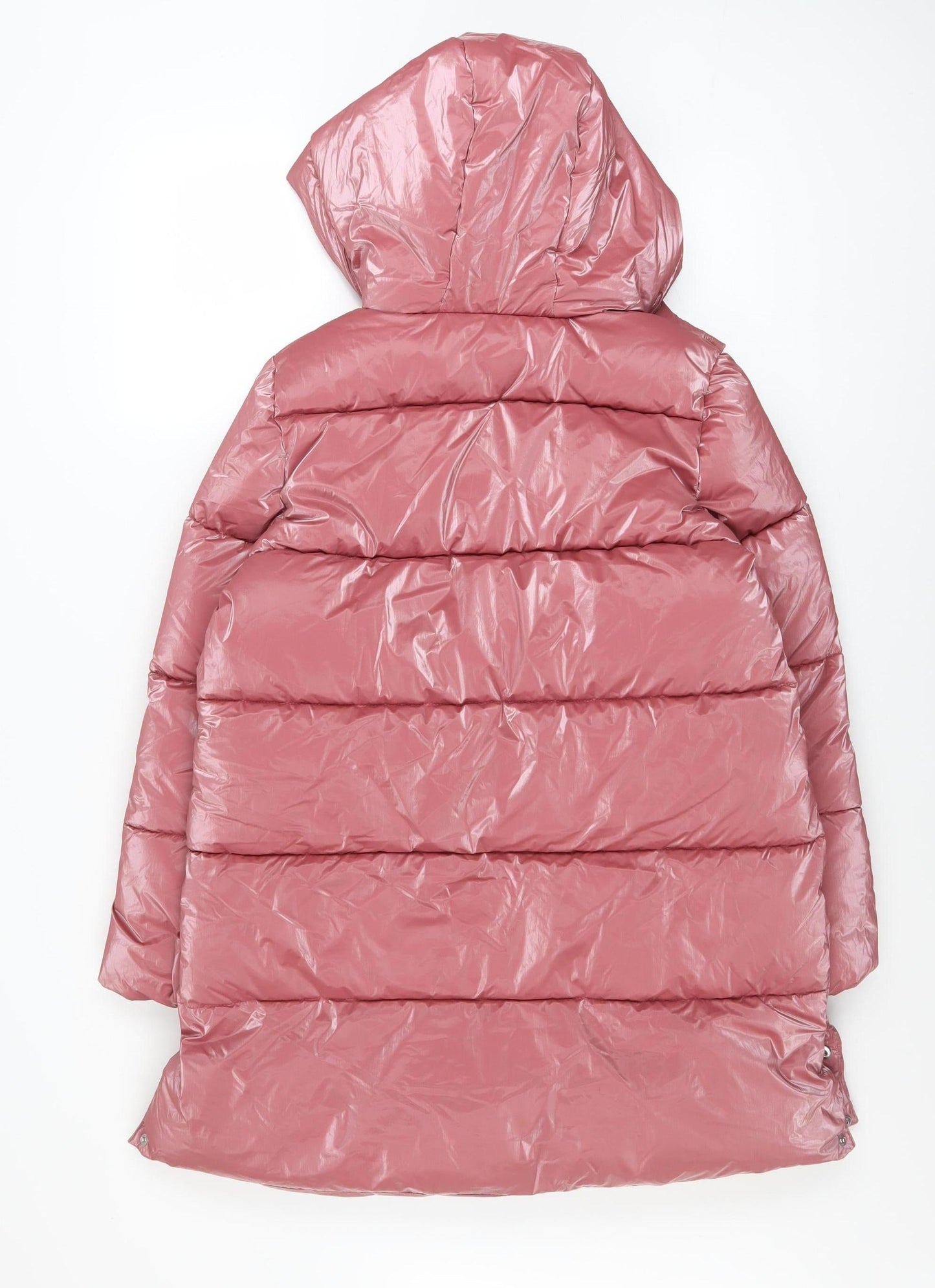 Marks and Spencer Girls Pink Hooded Long Puffer Coat 10-11 Years Winter Jacket