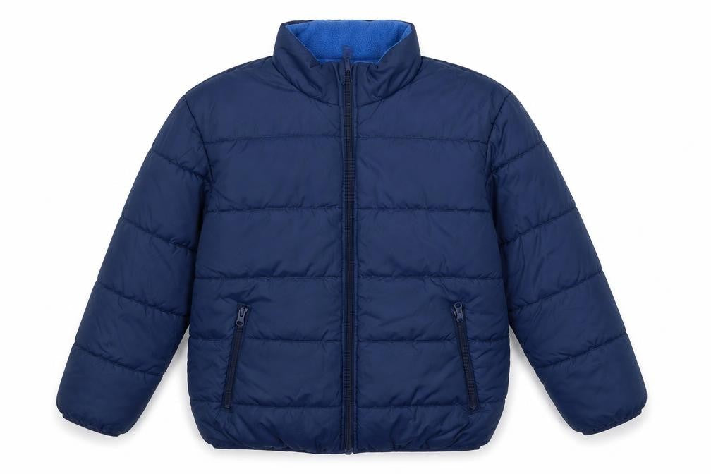 Front view of Lindex boys’ blue 11-12 years puffer jacket water repellent polyester