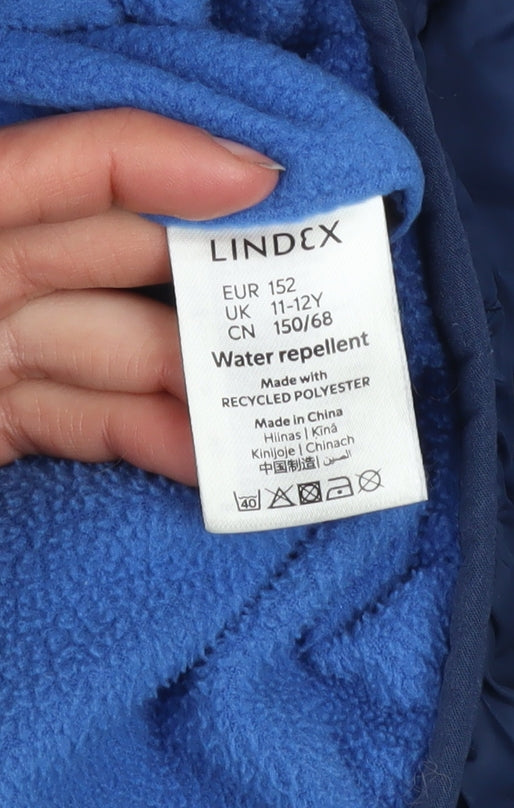 Lindex Boys Blue 11-12 Years Puffer Jacket Water Repellent Polyester