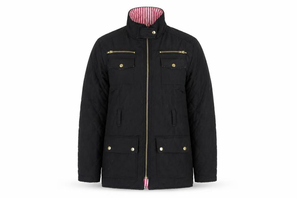 Urban Diva Women's Black Quilted Mid-Length Jacket L