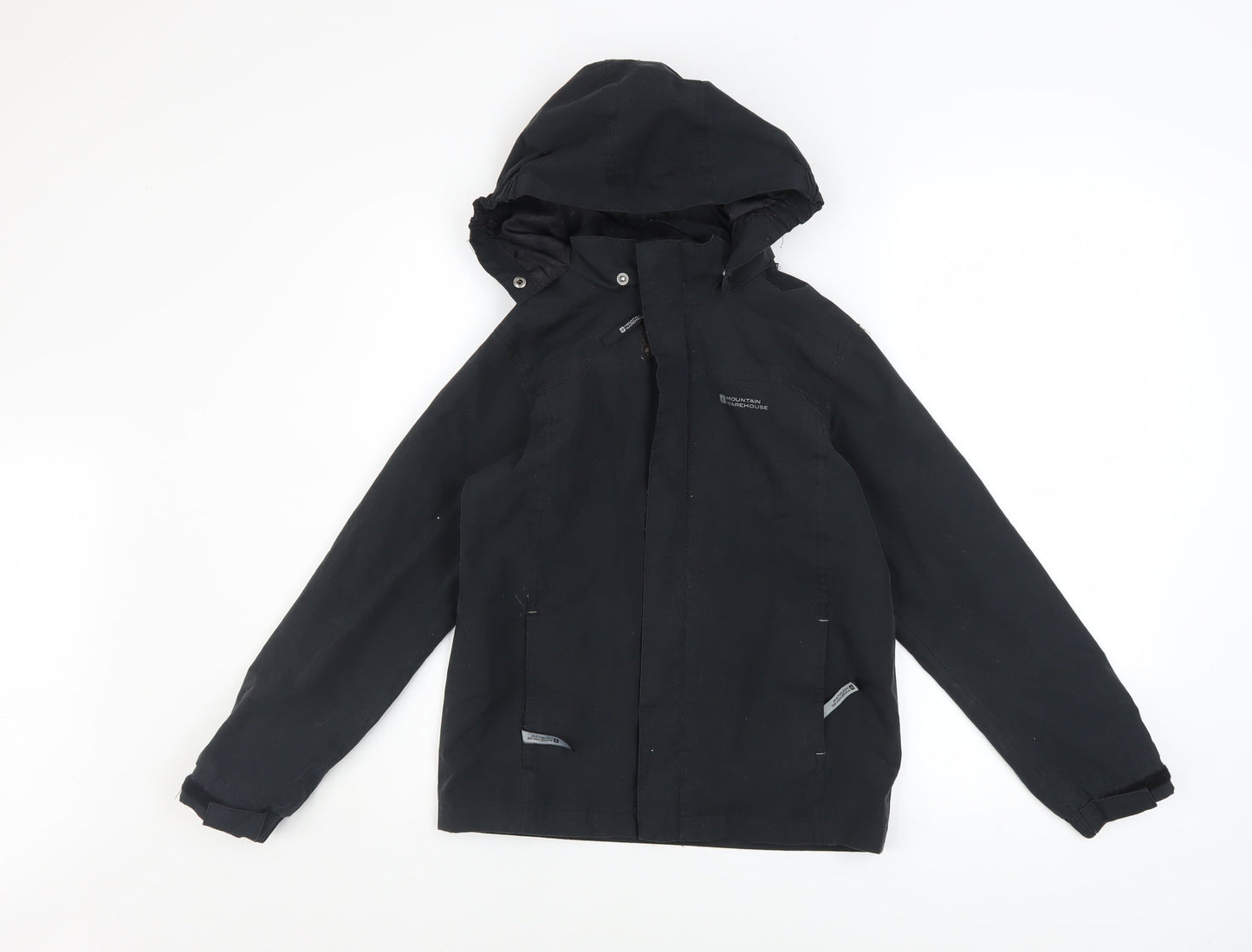 Mountain Warehouse Boys Black Waterproof Hooded Rain Coat Jacket 9-10 Years