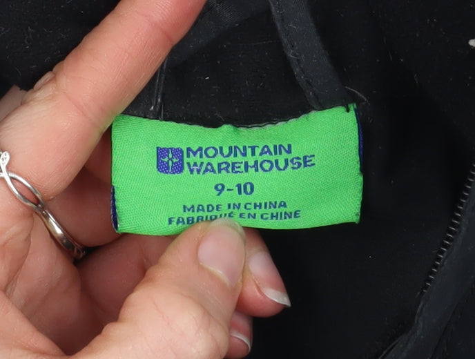 Mountain Warehouse Boys Black Waterproof Hooded Rain Coat Jacket 9-10 Years