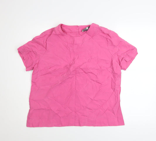 Paul Costelloe Living Studio Pink Short Sleeve Cotton Top Women's Size 14