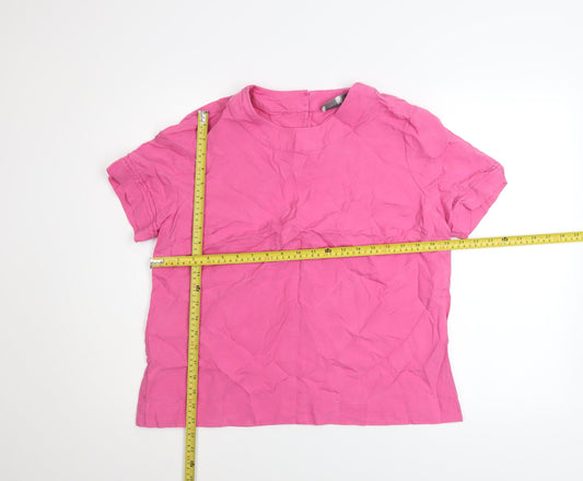 Paul Costelloe Living Studio Pink Short Sleeve Cotton Top Women's Size 14