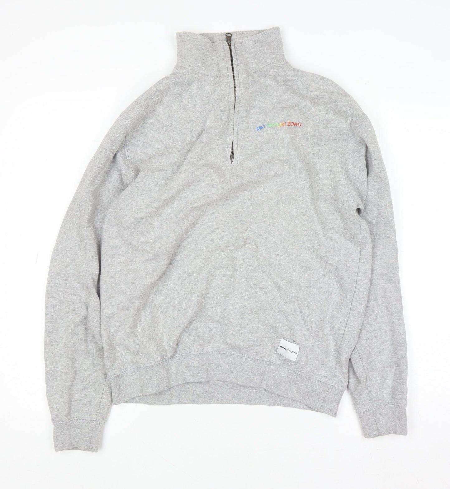 MKI Miyuki Zoku Men's Grey 1/4 Zip Sweatshirt Size M