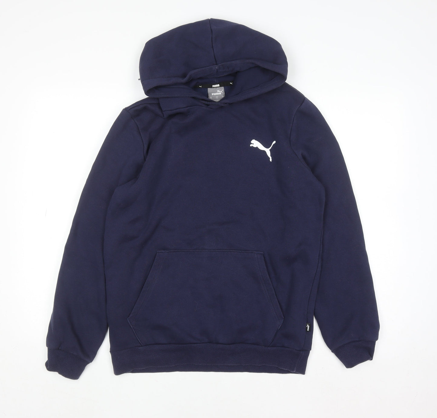 Puma Men's Blue Pullover Hoodie Size S Regular Fit Logo Fleece