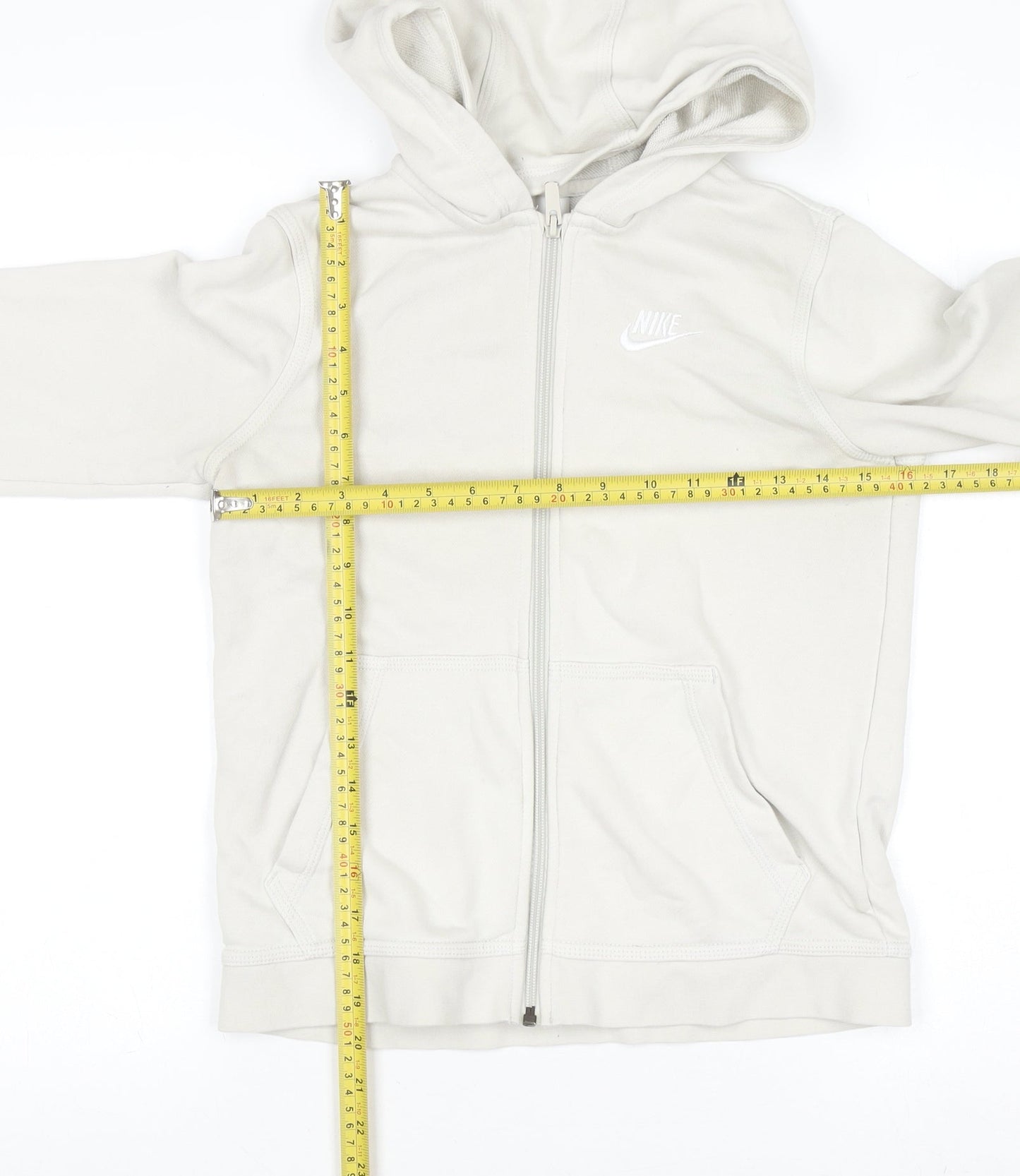 Nike Womens Beige Full Zip Hoodie Cotton Blend M