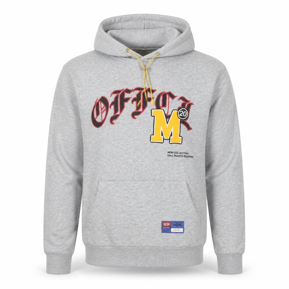 boohooMAN Men's Grey Pullover Hoodie M Logo Print Fleece Sweatshirt