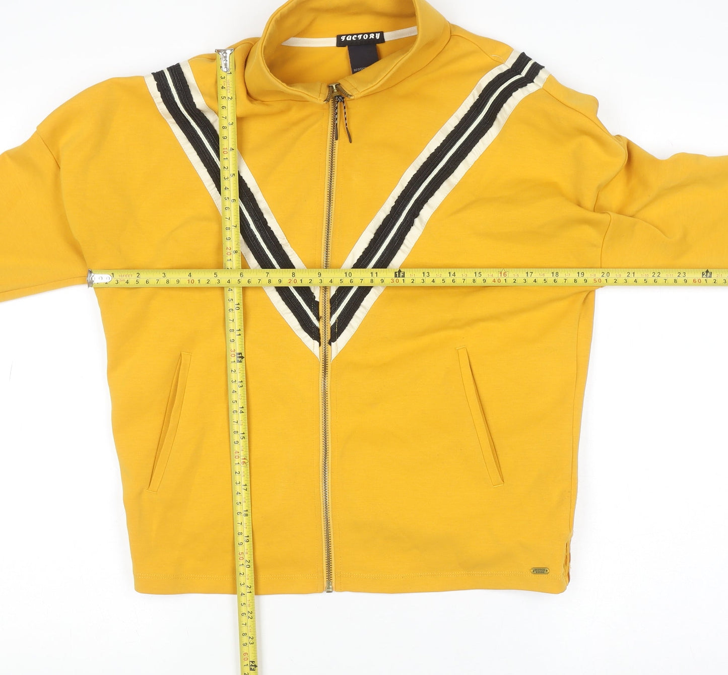 Scotch & Soda Men's Yellow Bomber Jacket S Retro Zip Cotton Blend