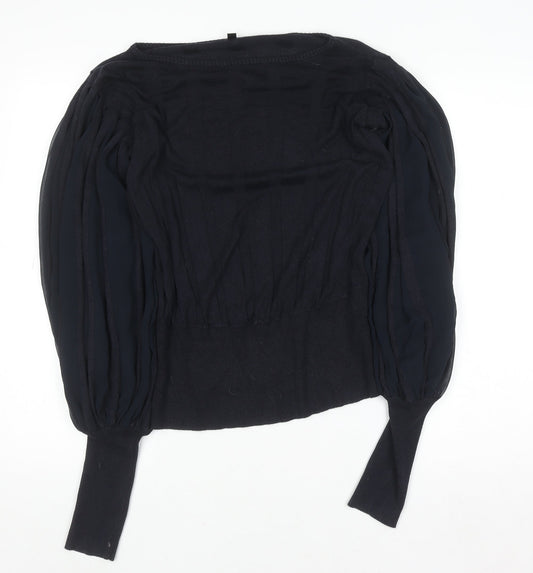 Full Circle Womens Black Puff Sleeve Tunic Blouse Size 14