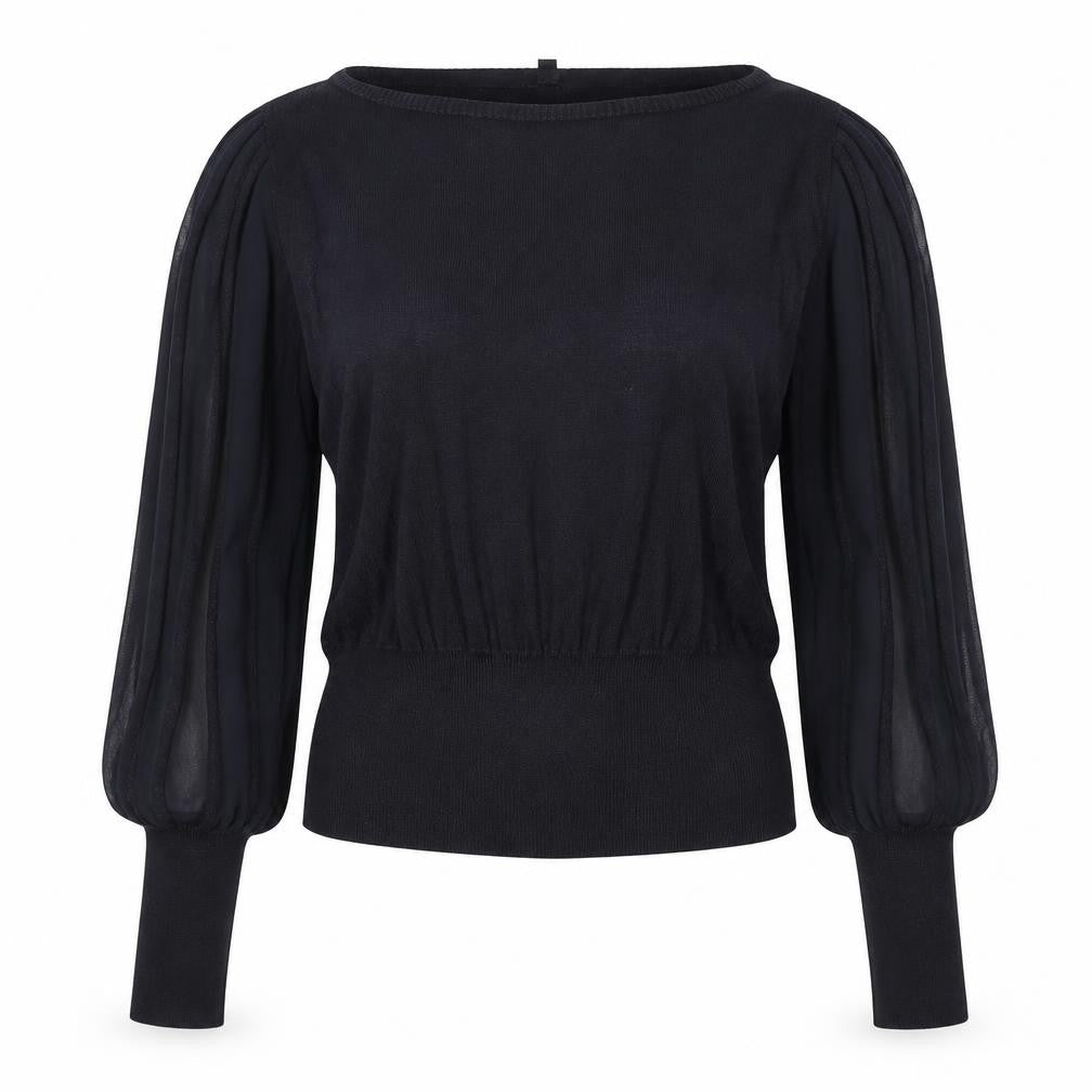 Full Circle Womens Black Puff Sleeve Tunic Blouse Size 14