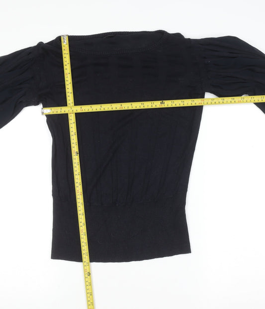 Full Circle Womens Black Puff Sleeve Tunic Blouse Size 14