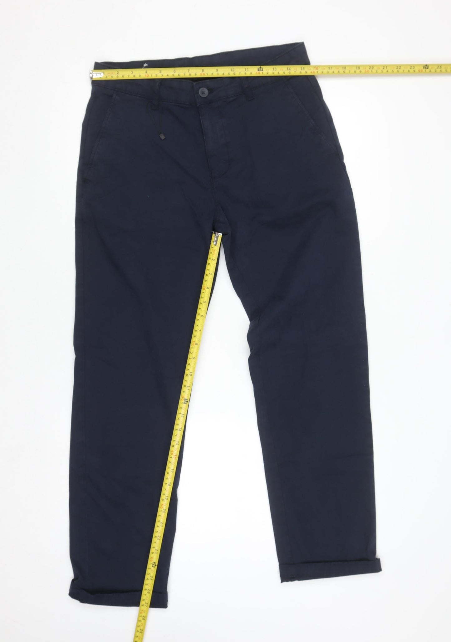 Zara Men's Navy Chino Trousers Size 30 Regular Cotton Blend