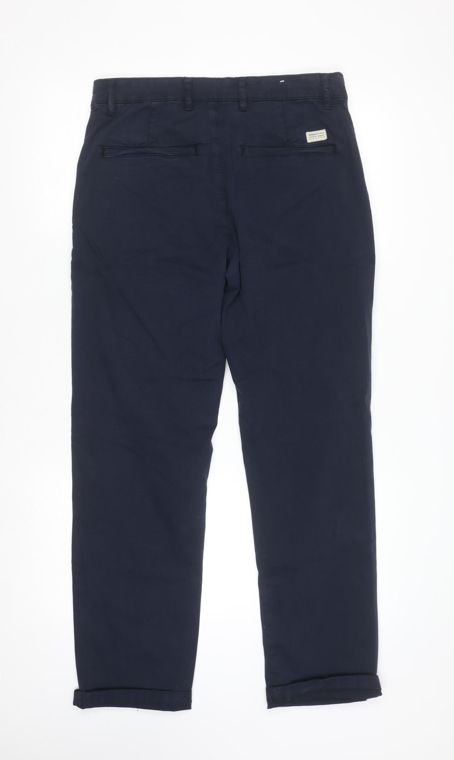 Zara Men's Navy Chino Trousers Size 30 Regular Cotton Blend