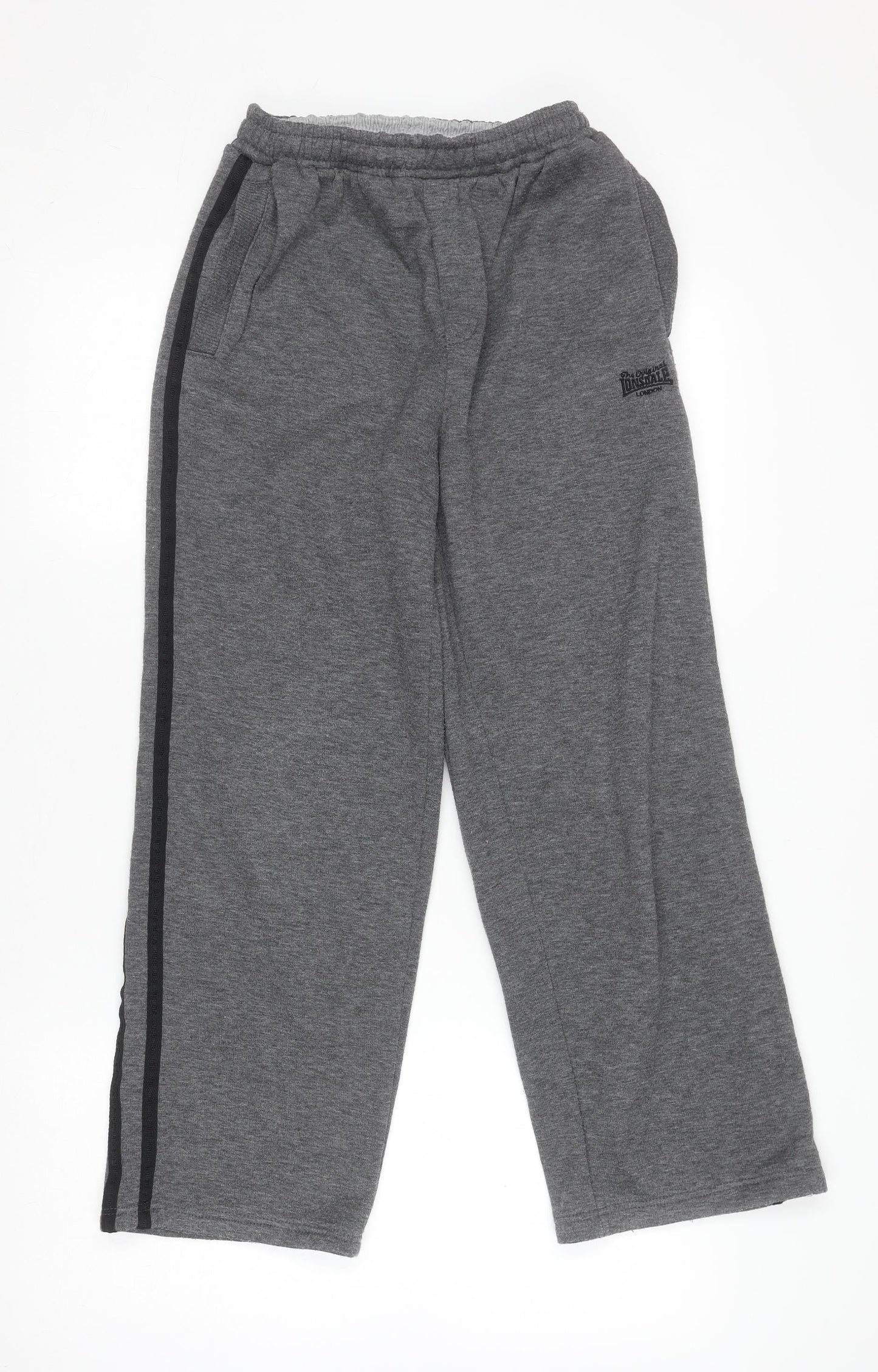 Lonsdale Boys Grey Track Pants 11-12 Years Fleece Regular Fit Joggers
