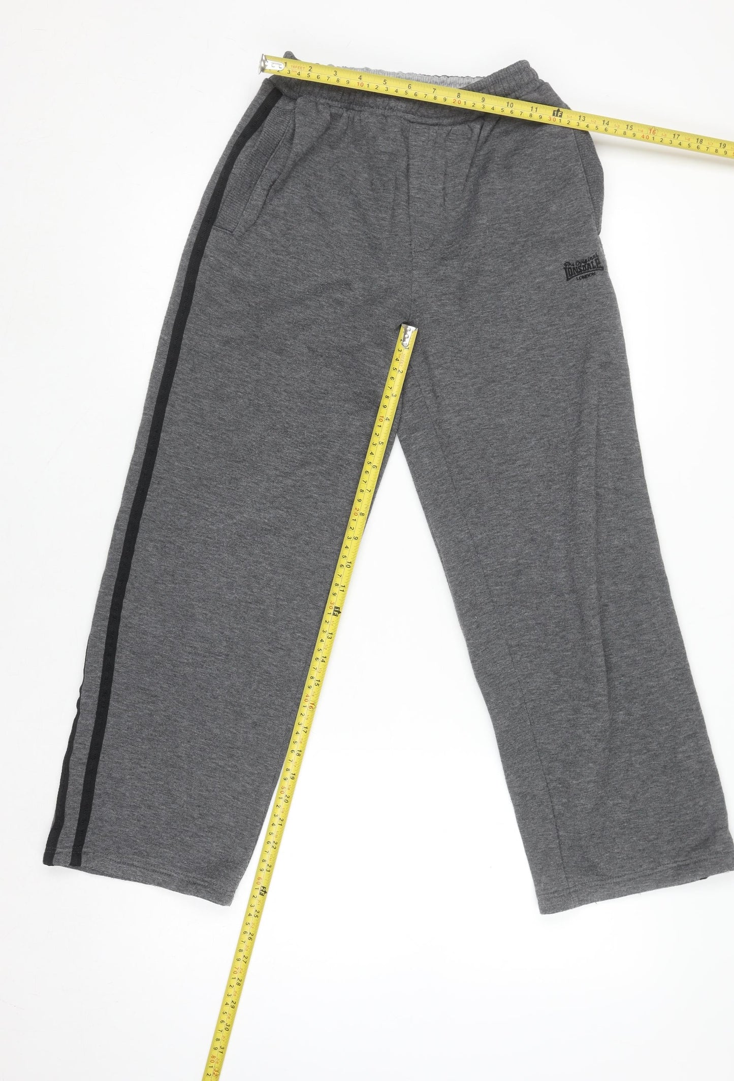 Lonsdale Boys Grey Track Pants 11-12 Years Fleece Regular Fit Joggers
