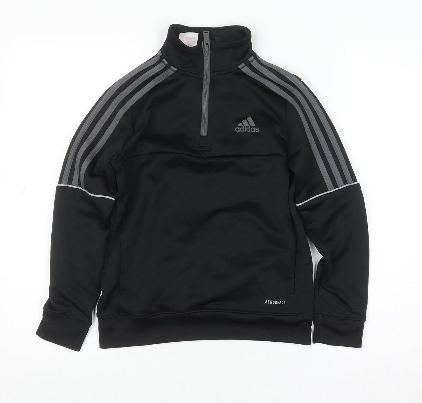 Adidas Boys Black 9-10 Years 1/4 Zip Pullover Sweatshirt
