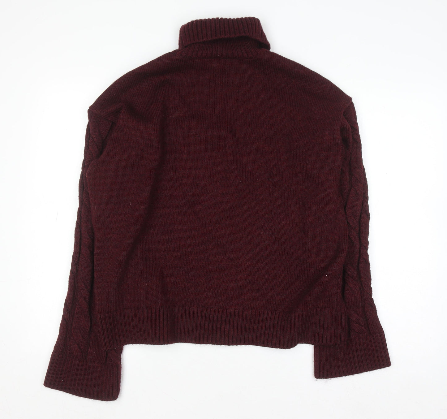 Marks and Spencer Women’s Red Cable-Knit Roll Neck Jumper Size L