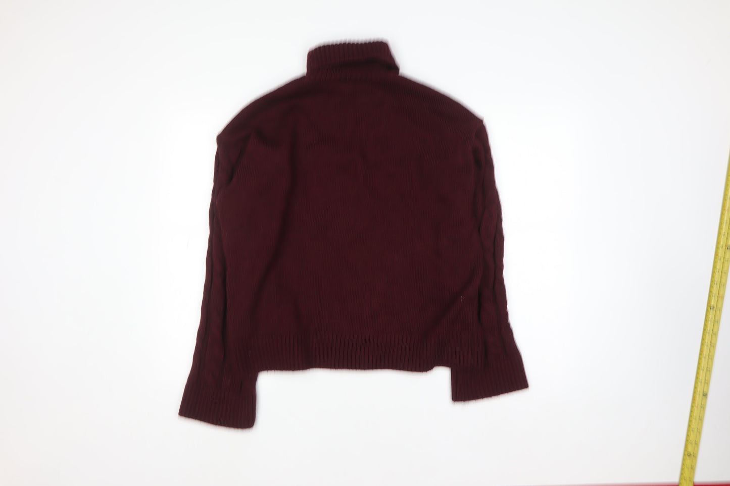 Marks and Spencer Women’s Red Cable-Knit Roll Neck Jumper Size L