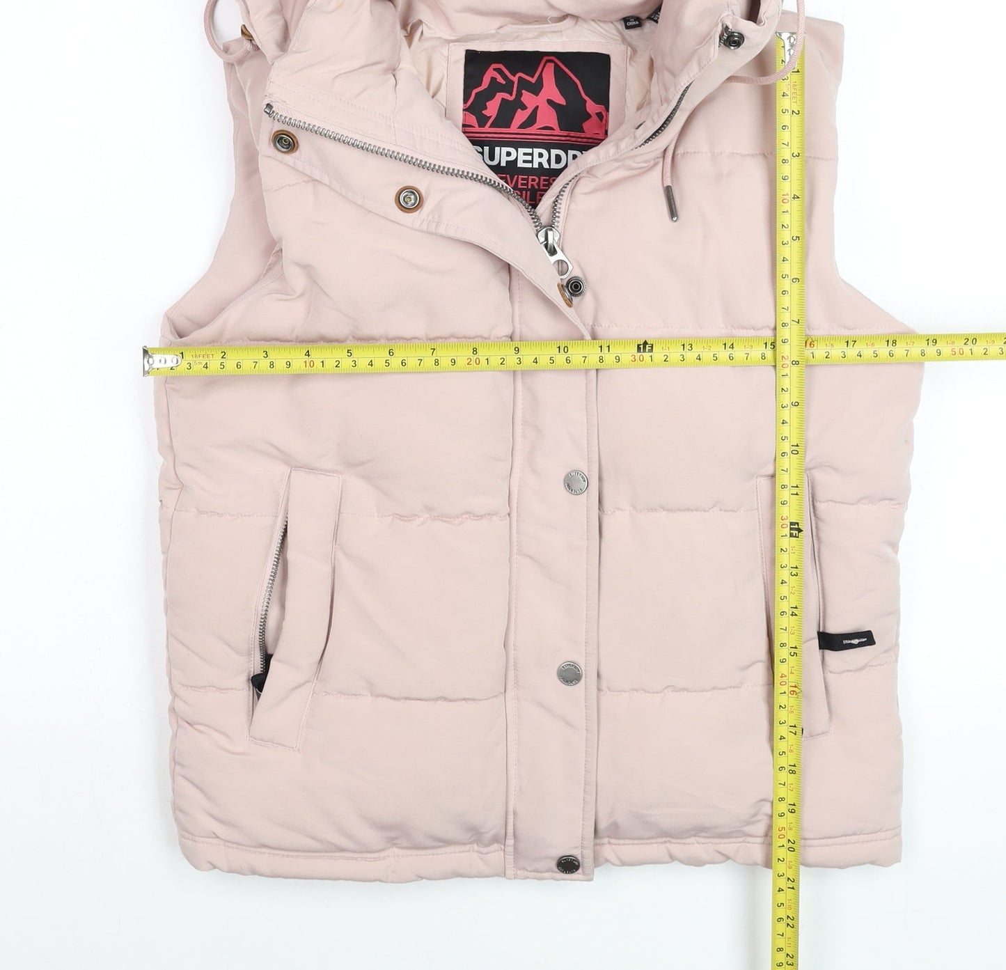 Superdry Women Pink Puffer Hooded Everest Gilet UK 10