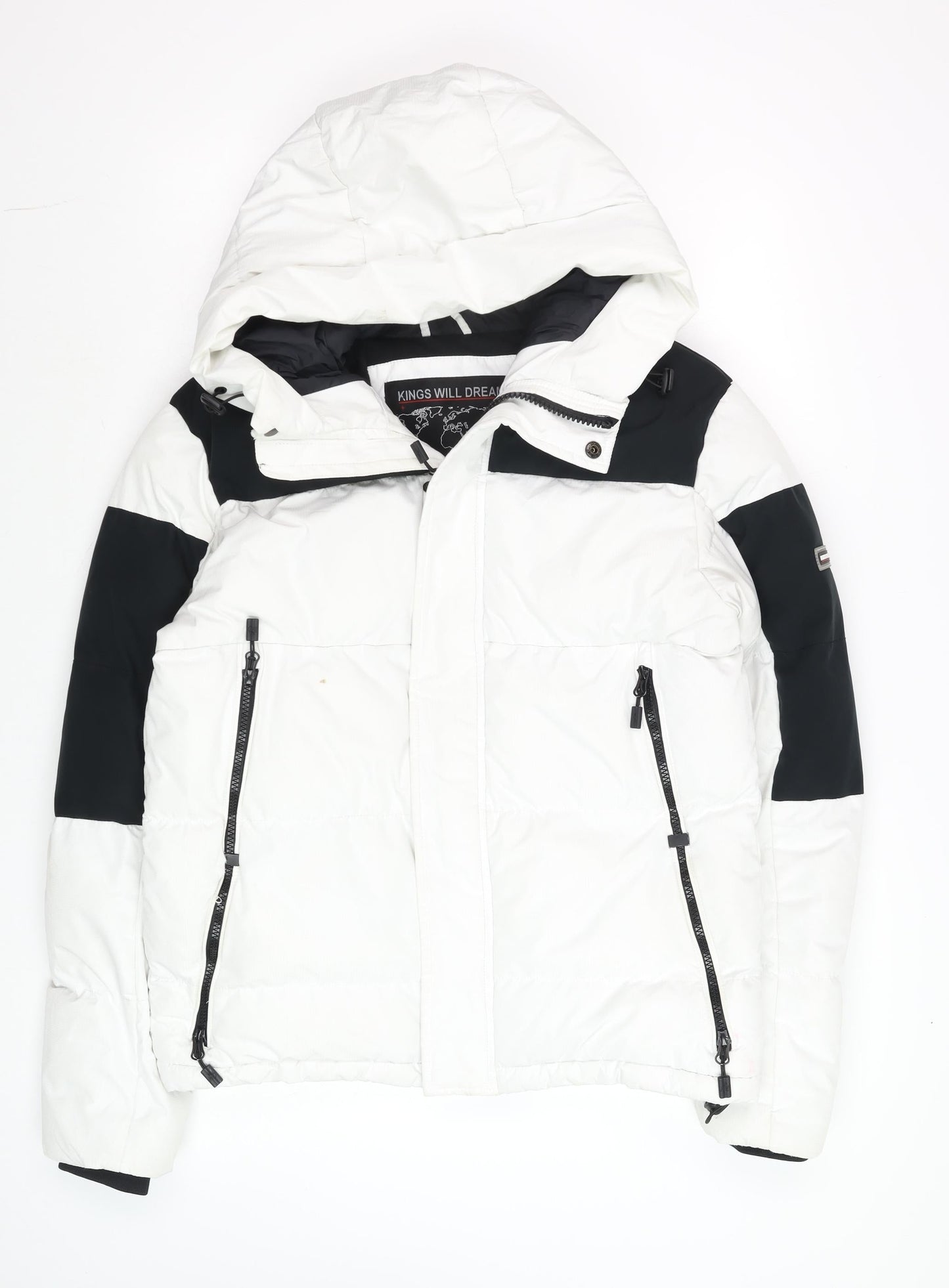 Kings Will Dream Men's White Hooded Puffer Jacket Size S Winter Warm Coat