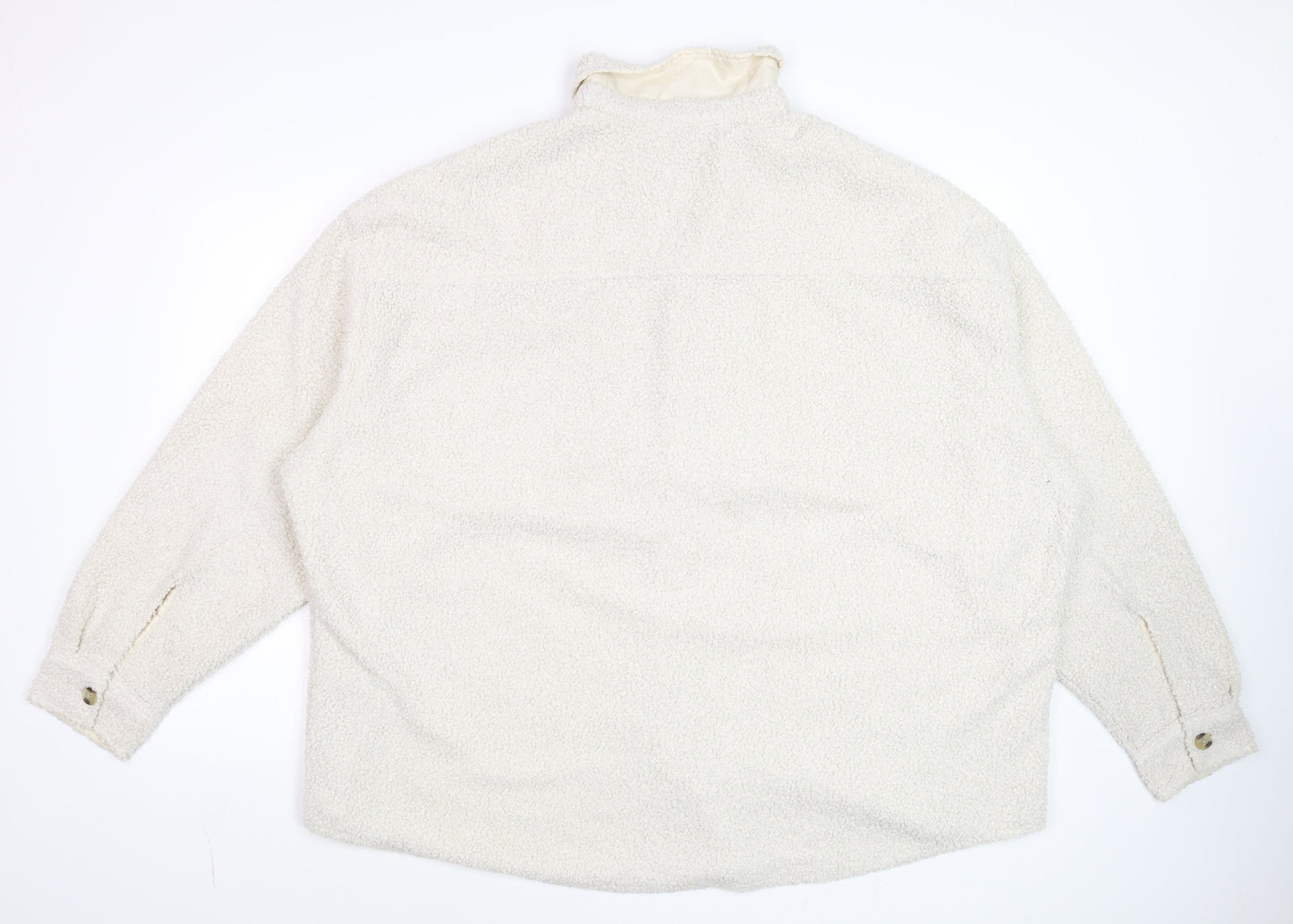 ASOS DESIGN Men’s Ivory Fleece Button Jacket XL Relaxed Fit
