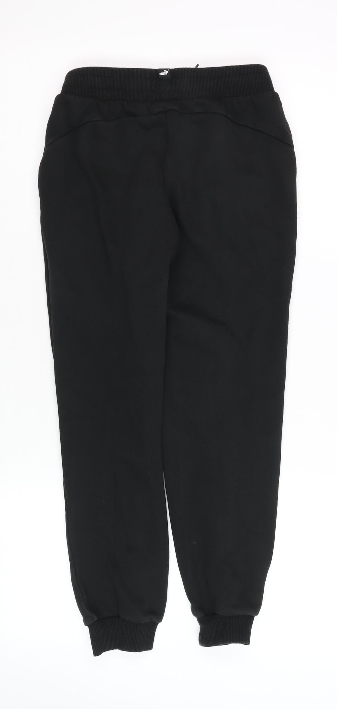 Puma Boys Black Jogger Trousers 11-12 Years Cotton Blend Fleece Pants