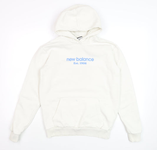 New Balance Men's White Pullover Hoodie XS Fleece Graphic Logo