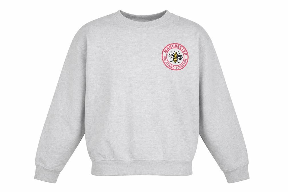 Manchester Souvenirs Grey Sweatshirt Men S Crew Neck Pullover Bee Logo