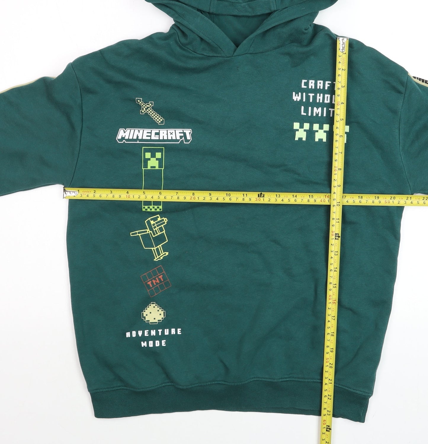 Marks and Spencer Boys Green Minecraft Pullover Hoodie 13-14 Years Adventure Mode