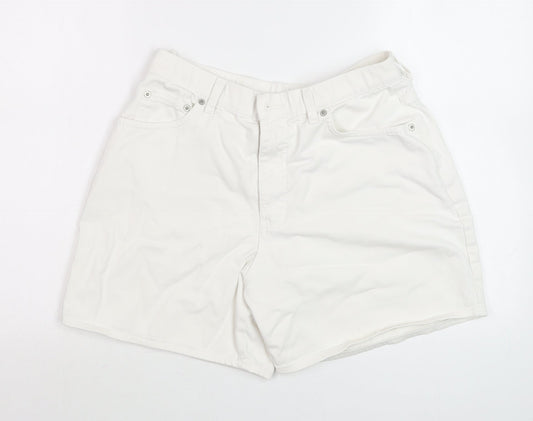 Marks and Spencer Women’s White Chino Shorts Size 14 Cotton Stretch