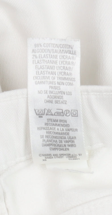 Marks and Spencer Women’s White Chino Shorts Size 14 Cotton Stretch