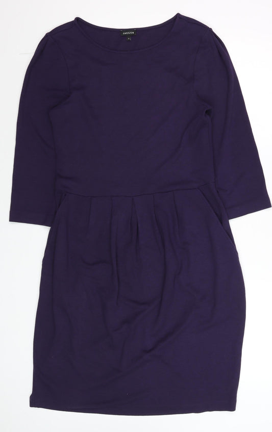 Jaeger Women’s Purple Wool Blend Shift Dress Size 12