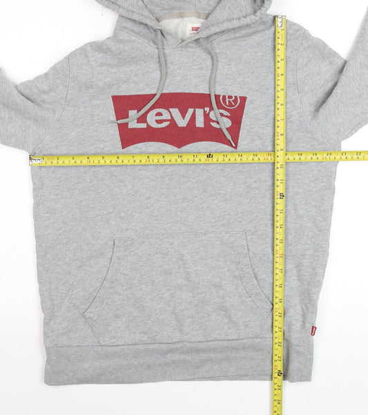 Levi's Men's Grey Pullover Hoodie M Logo Sweatshirt Cotton