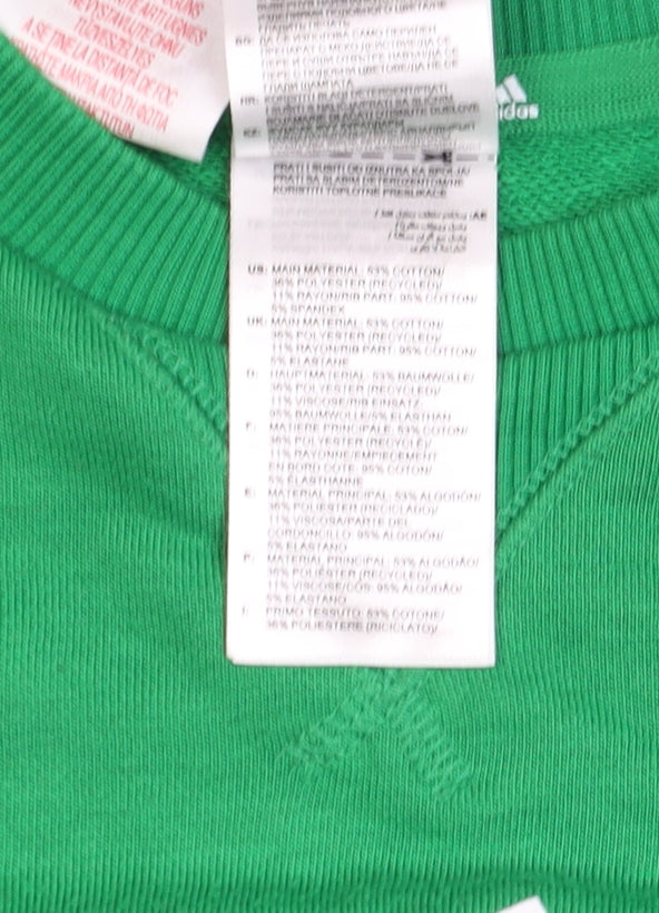 Adidas Boys Green Crew Neck Pullover Sweatshirt 11-12 Years